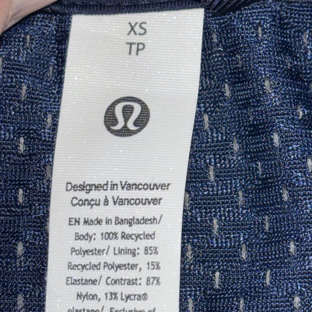 Lululemon Mesh Full-Zip Train Track Jacket Navy Blue Women's Lightweight Sz XS - Picture 3 of 12
